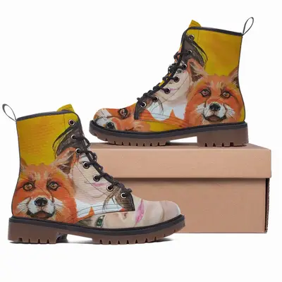 Men Little Girl With A Fox Leather Work Boots