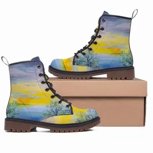 Men Earth Sea Sky And Stars Leather Work Boots