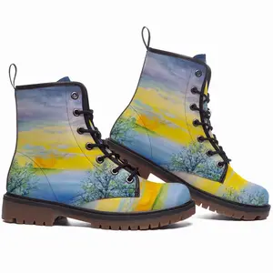 Men Earth Sea Sky And Stars Leather Work Boots