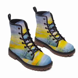 Men Earth Sea Sky And Stars Leather Work Boots