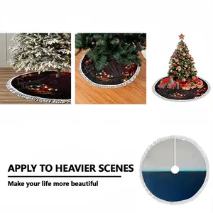 Charcoal White Teal Series 3 Tassel Tree Skirt