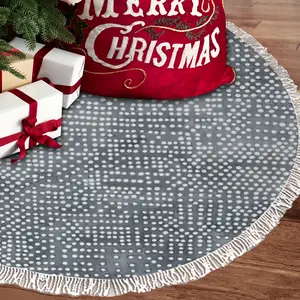 White On Dark Grey Tassel Tree Skirt