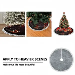 White On Dark Grey Tassel Tree Skirt