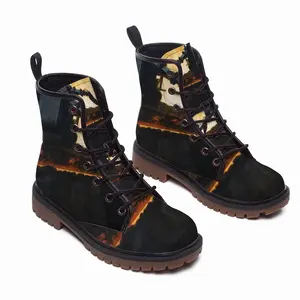 Men River Of Metal Leather Work Boots