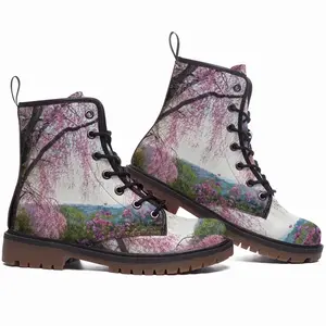 Men Pink Dreams Leather Work Boots