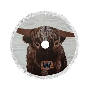 Bull - Red Bull Taurus Animals Buffalo Wild Tassel Tree Skirt