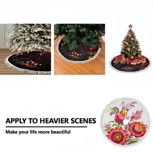 Three Flowers Of Joy Tassel Tree Skirt