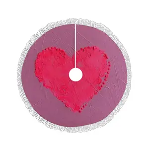 Flashy Pink Heart Tassel Tree Skirt