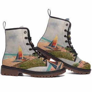 Men Sailboat On Miami Beach Leather Work Boots