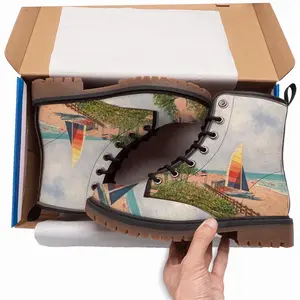 Men Sailboat On Miami Beach Leather Work Boots