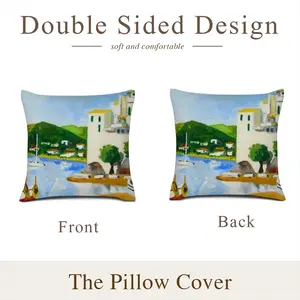 Cadaques (Spain) Linen Throw Pillow (Multi-Size)