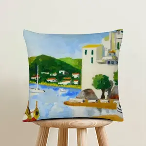 Cadaques (Spain) Linen Throw Pillow (Multi-Size)