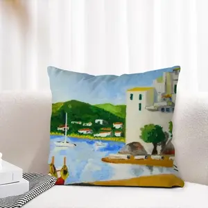 Cadaques (Spain) Linen Throw Pillow (Multi-Size)