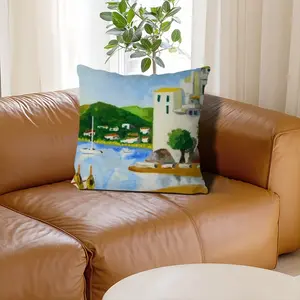 Cadaques (Spain) Linen Throw Pillow (Multi-Size)