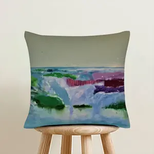 Water Falling Linen Throw Pillow (Multi-Size)