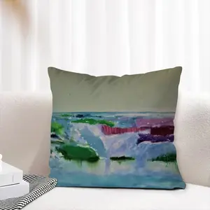 Water Falling Linen Throw Pillow (Multi-Size)