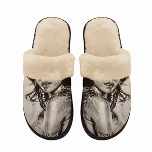 Men Ashanti Portrait Fuzzy Slippers