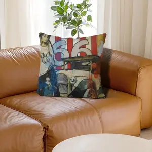 Route 66 Linen Throw Pillow (Multi-Size)