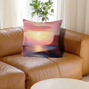 Red Sea Sunset Linen Throw Pillow (Multi-Size)