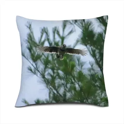 Blue Jay In Flight Linen Throw Pillow (Multi-Size)