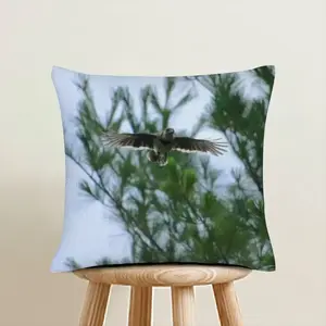 Blue Jay In Flight Linen Throw Pillow (Multi-Size)