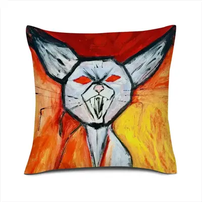 Super Angry Cat Linen Throw Pillow (Multi-Size)