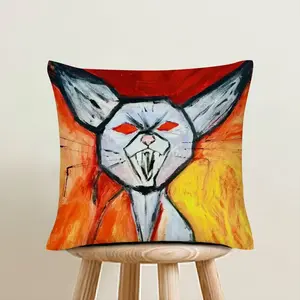 Super Angry Cat Linen Throw Pillow (Multi-Size)