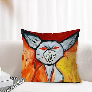 Super Angry Cat Linen Throw Pillow (Multi-Size)