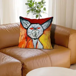 Super Angry Cat Linen Throw Pillow (Multi-Size)