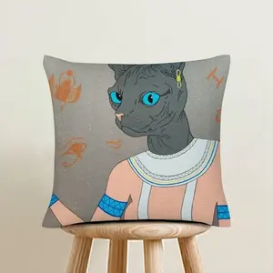 Bastet Linen Throw Pillow (Multi-Size)