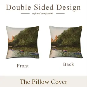 Row Boats In Central Park New York City Linen Throw Pillow (Multi-Size)