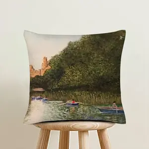 Row Boats In Central Park New York City Linen Throw Pillow (Multi-Size)