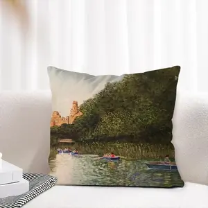 Row Boats In Central Park New York City Linen Throw Pillow (Multi-Size)