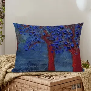 Trees With Blue Leaves Polyester Pillow (Rectangle, Multi-Size)