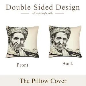 Indian Rail Worker Linen Throw Pillow (Multi-Size)