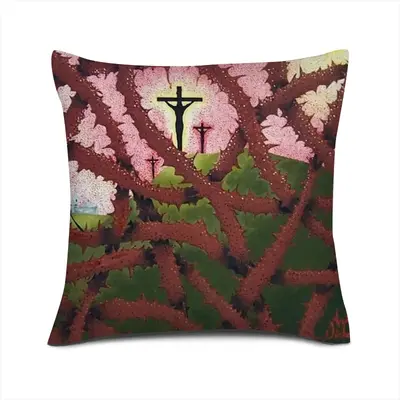 Calvary Through Thorns Linen Throw Pillow (Multi-Size)