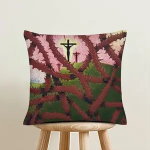 Calvary Through Thorns Linen Throw Pillow (Multi-Size)