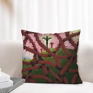 Calvary Through Thorns Linen Throw Pillow (Multi-Size)