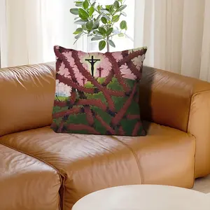 Calvary Through Thorns Linen Throw Pillow (Multi-Size)