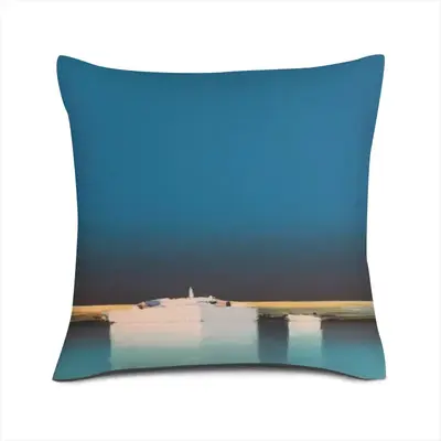 One Small Boat With Deep Blue Sky Linen Throw Pillow (Multi-Size)