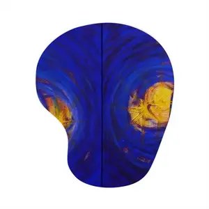 Centrifugal Blue Circles Attached Yellow Mouse Pad (Wrist Rest)