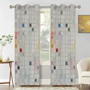 Grid 3 (Pastel) Curtains (Multi-Size)