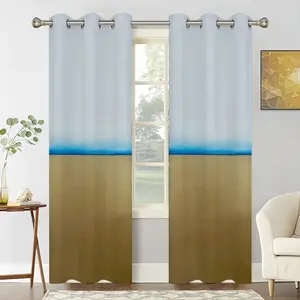 Blue Line With Gold Curtains (Multi-Size)