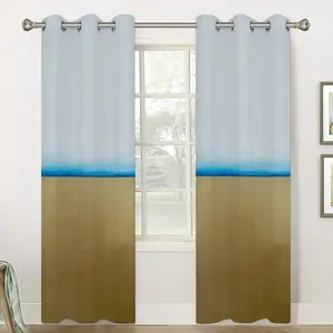 Blue Line With Gold Curtains (Multi-Size)