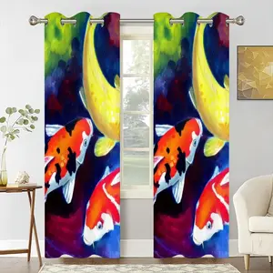 Koi Fish In The Pond Curtains (Multi-Size)