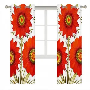 Three Red Flowers Curtains (Multi-Size)