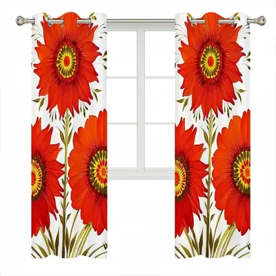 Three Red Flowers Curtains (Multi-Size)