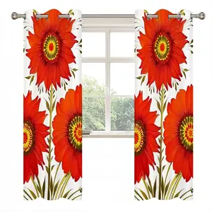 Three Red Flowers Curtains (Multi-Size)