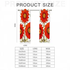 Three Red Flowers Curtains (Multi-Size)