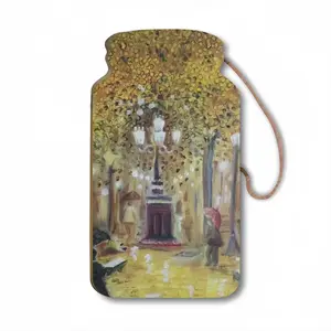 Barcelona On A Rainy Night Wall Bottle Decoration (Wooden)